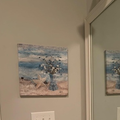 Flower Canvas Print Bedroom Decor Wall Art Blue Beach