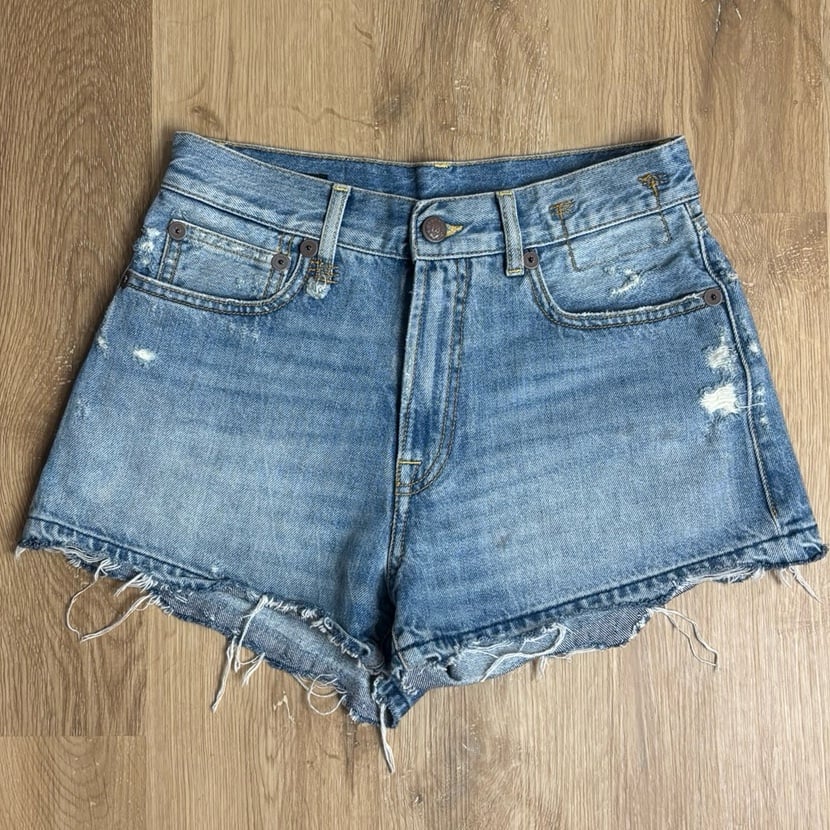 R13 Denim Distressed High Waist Womens Shorts 24