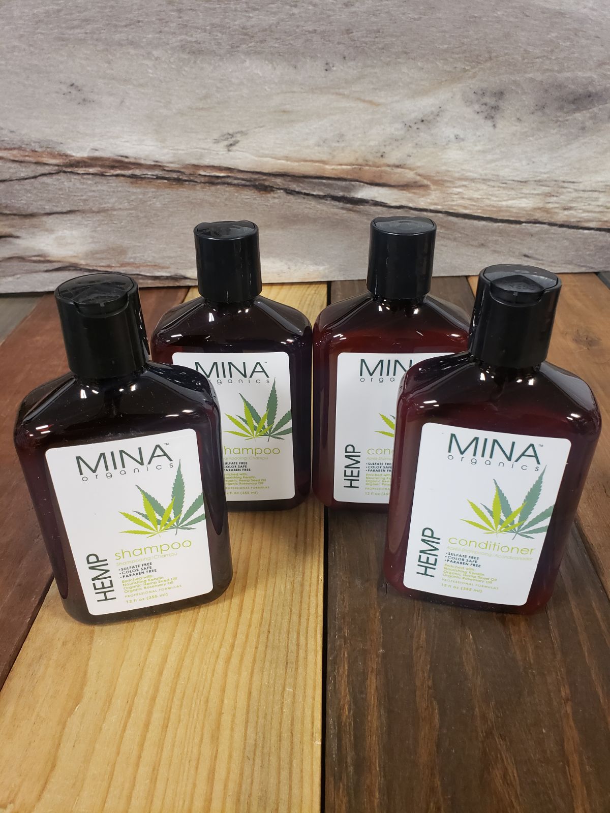 Mina Organics Shampoo & Conditioner Set Hemp Sulfate Paraben Free Keratin