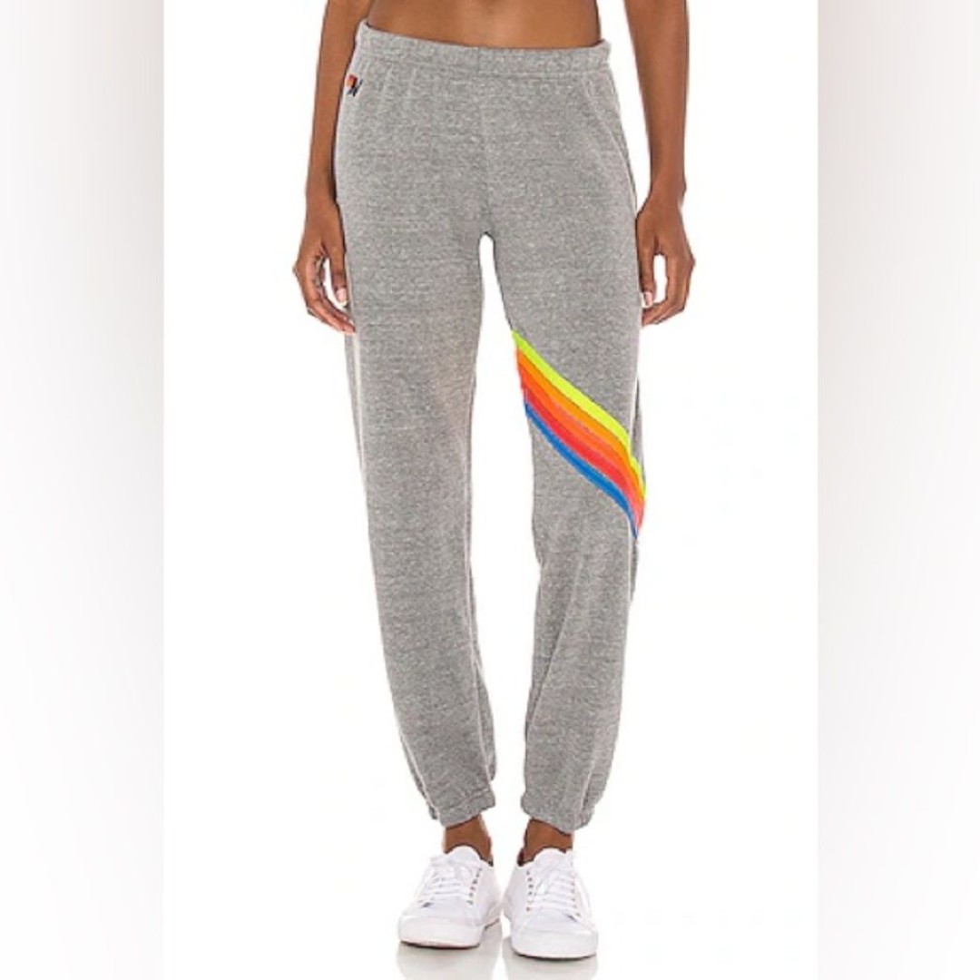 Aviator Nation Chevron Sweatpants Heather and Neon Rainbow size XS