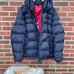 Tommy Hilfiger Navy Blue and Dark Red Full Zip Up Hooded Puffer Jacket