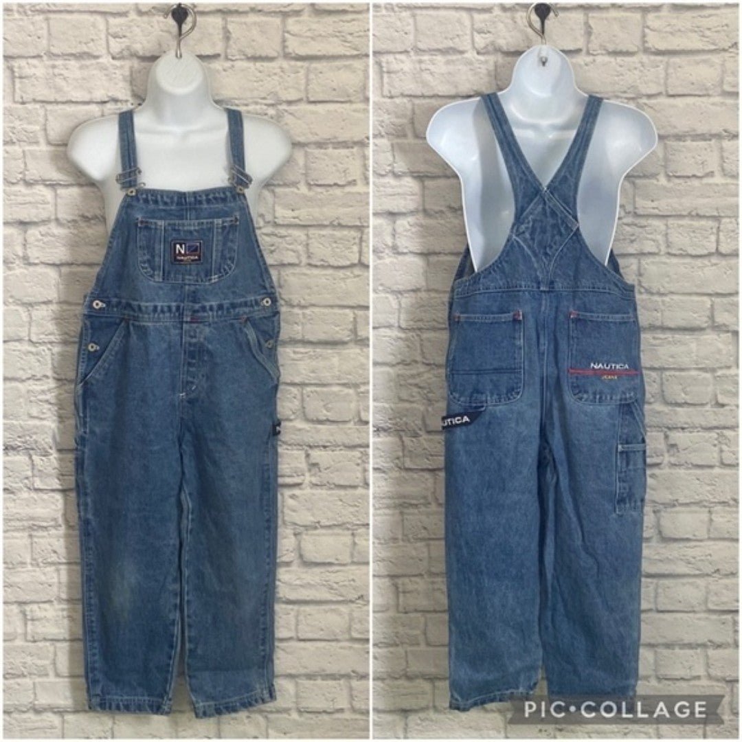 Vintage 90's Nautica Denim Overalls Boys size XL