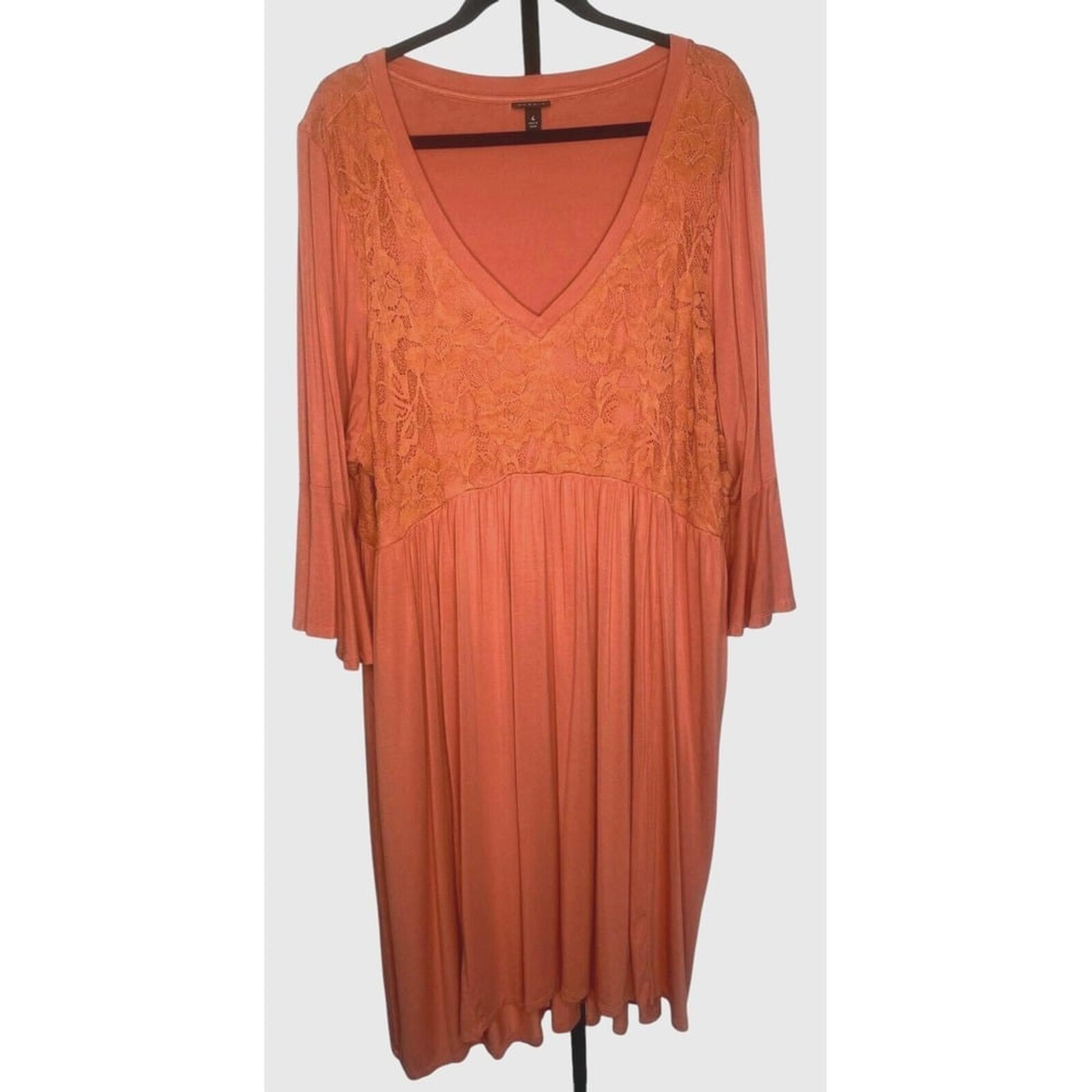 Torrid women's Dress midi flowy pockets lace empire waist dusty pink size 4X