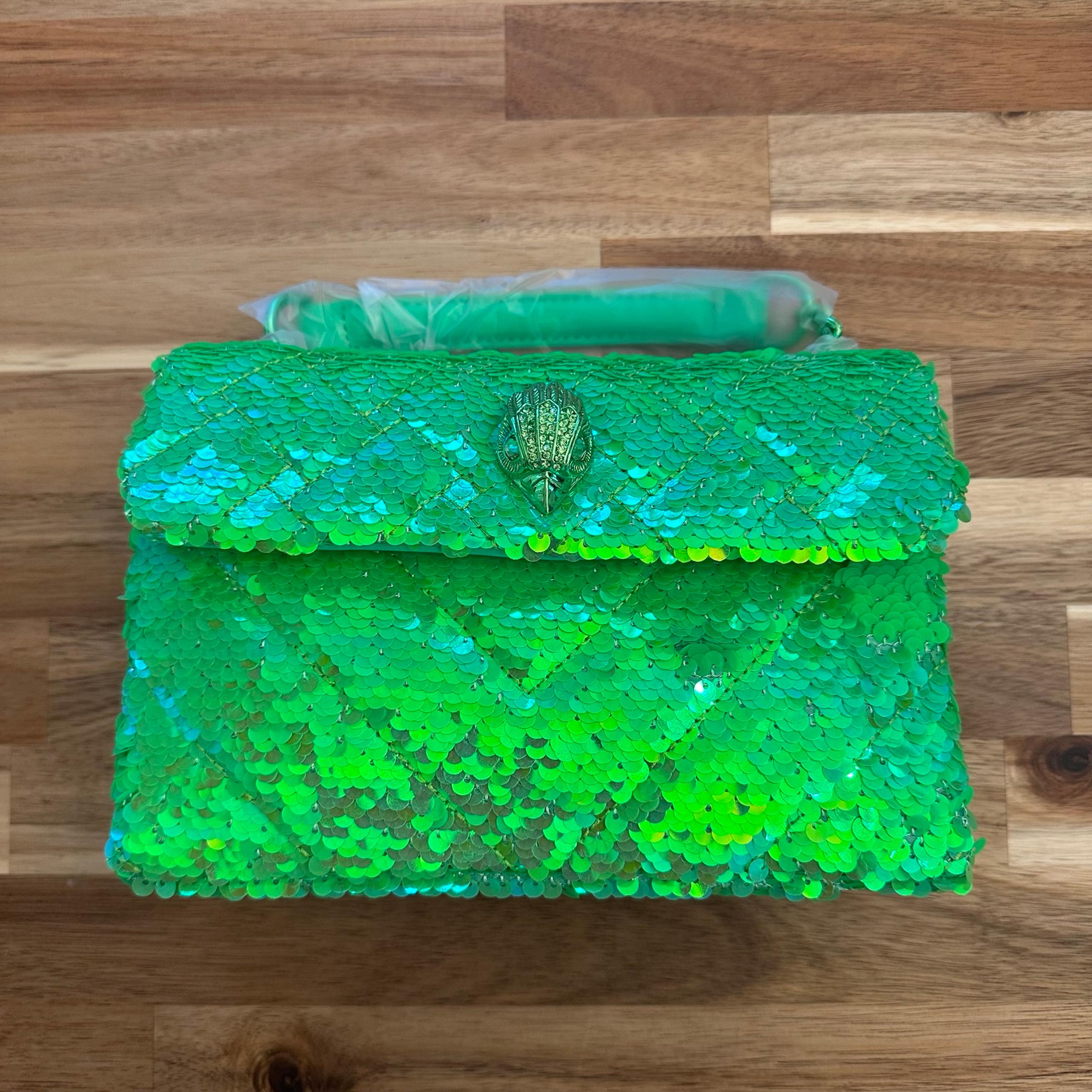 Kurt Geiger neon green sequins crossbody bag
