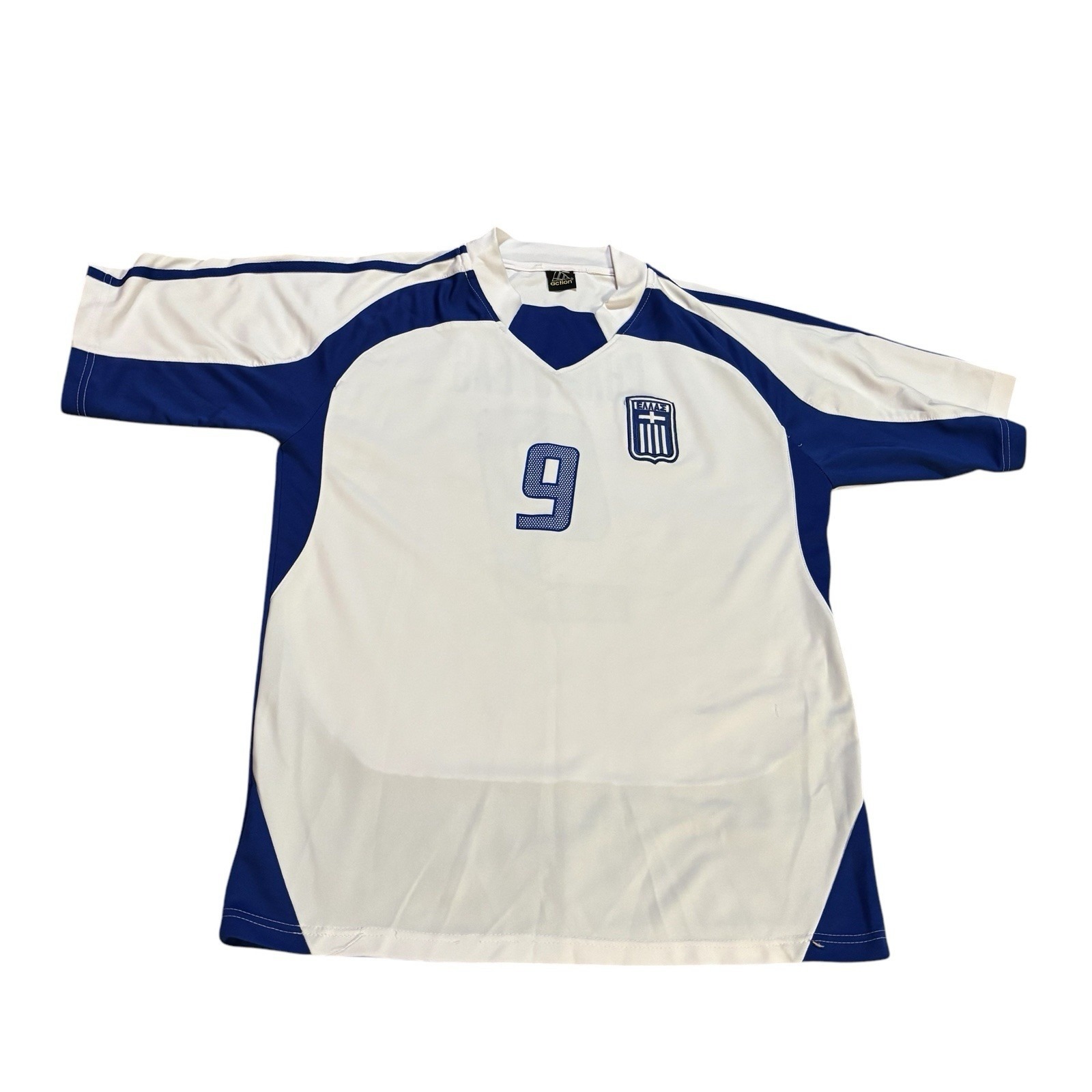 Greece 2004 Away Charisteas Jersey White Blue Size Large Soccer Vintage