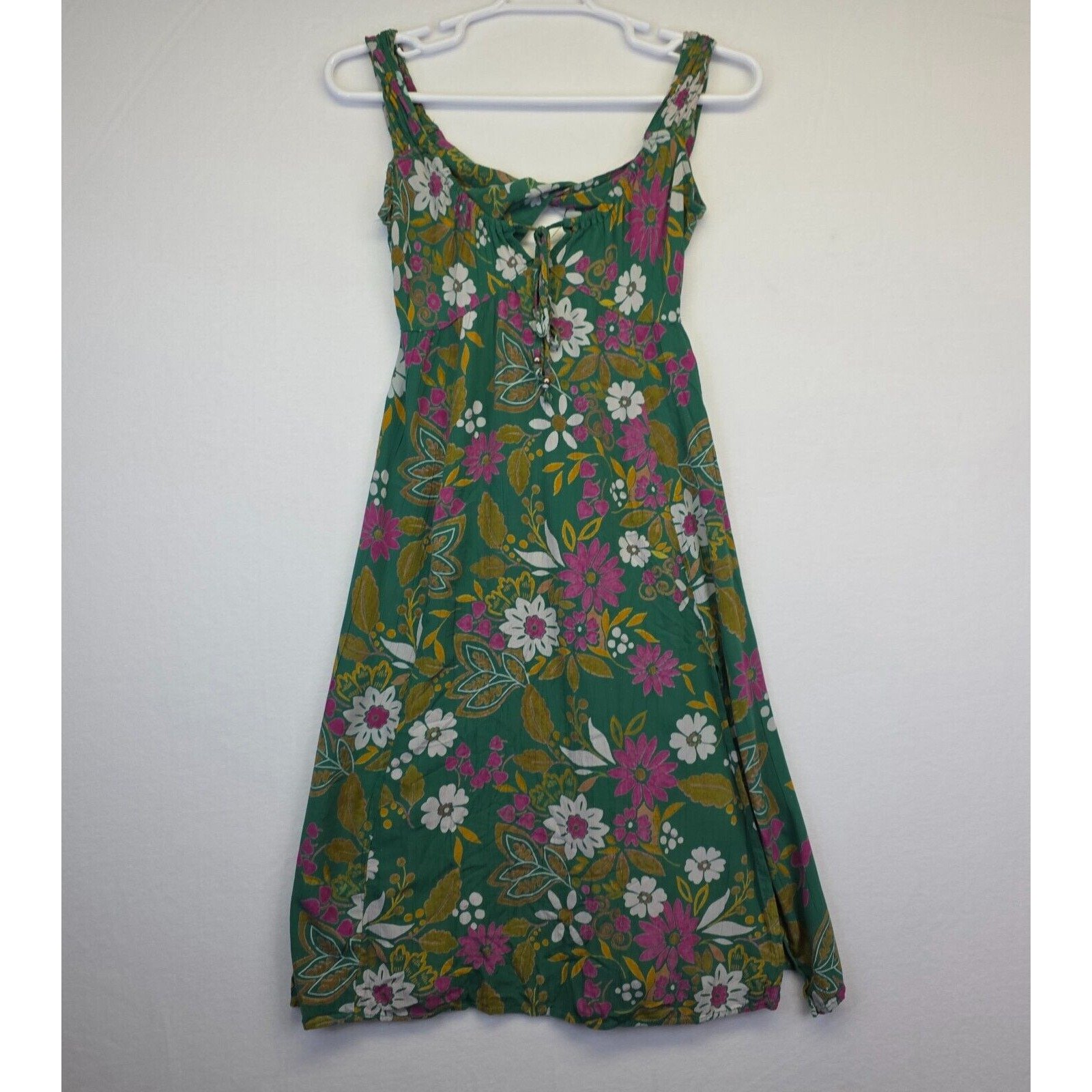 Vintage Angie Dress Womens M Green Floral Y2K Cottage Fairy Babydoll Coquette