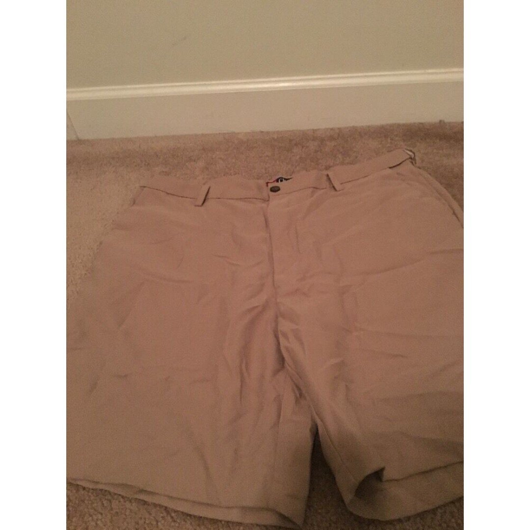 Chaps Men’s Khaki Casual Flat Front Shorts Zip Button Size 38