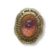 WHITING & DAVIS VINTAGE GOLDTONE FILIGREE DESIGN & ART GLASS CABACHON RING