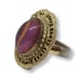 WHITING & DAVIS VINTAGE GOLDTONE FILIGREE DESIGN & ART GLASS CABACHON RING