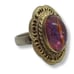 WHITING & DAVIS VINTAGE GOLDTONE FILIGREE DESIGN & ART GLASS CABACHON RING