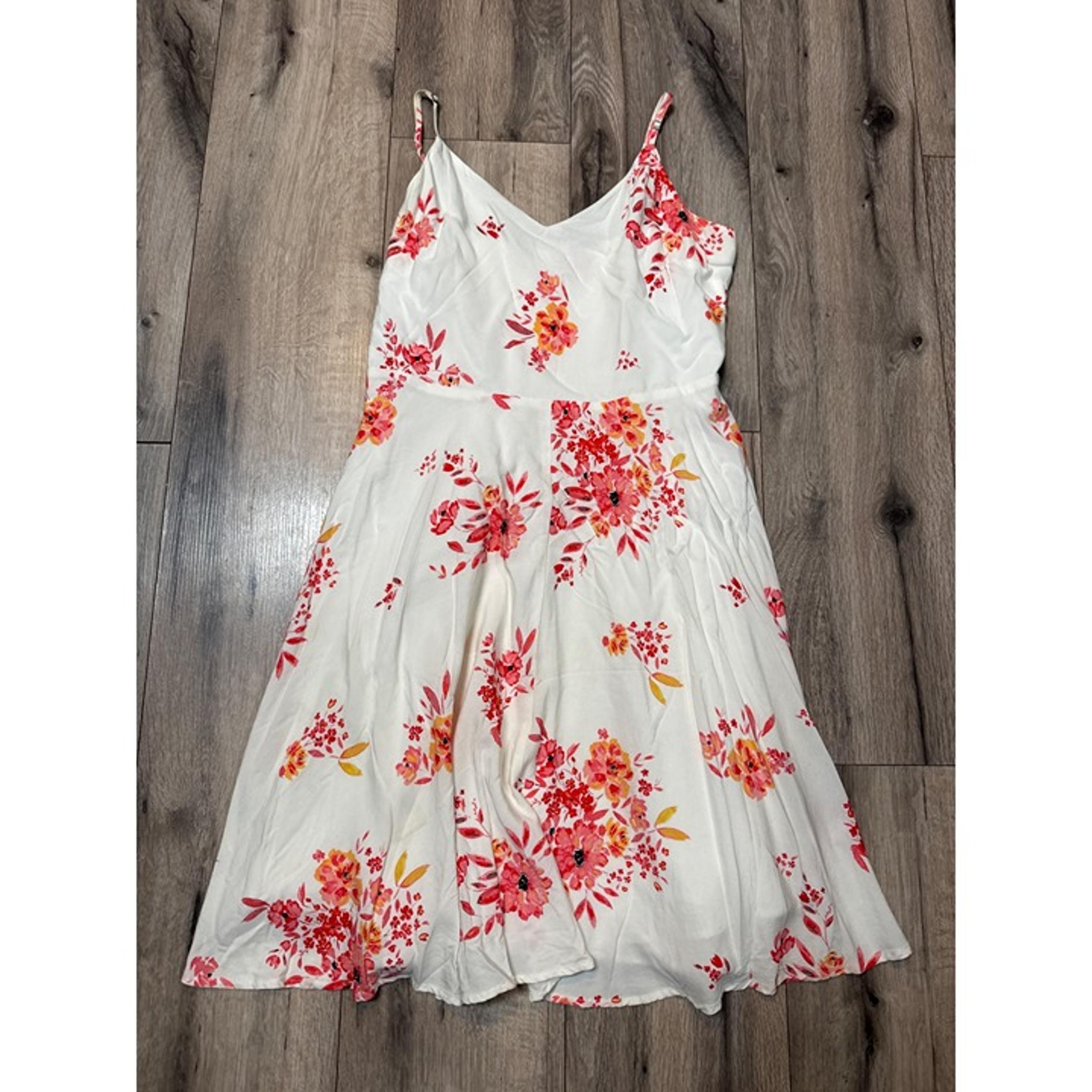 Gap Womens Floral Sundress Sleeveless V-Neck S White & Pink Croquette