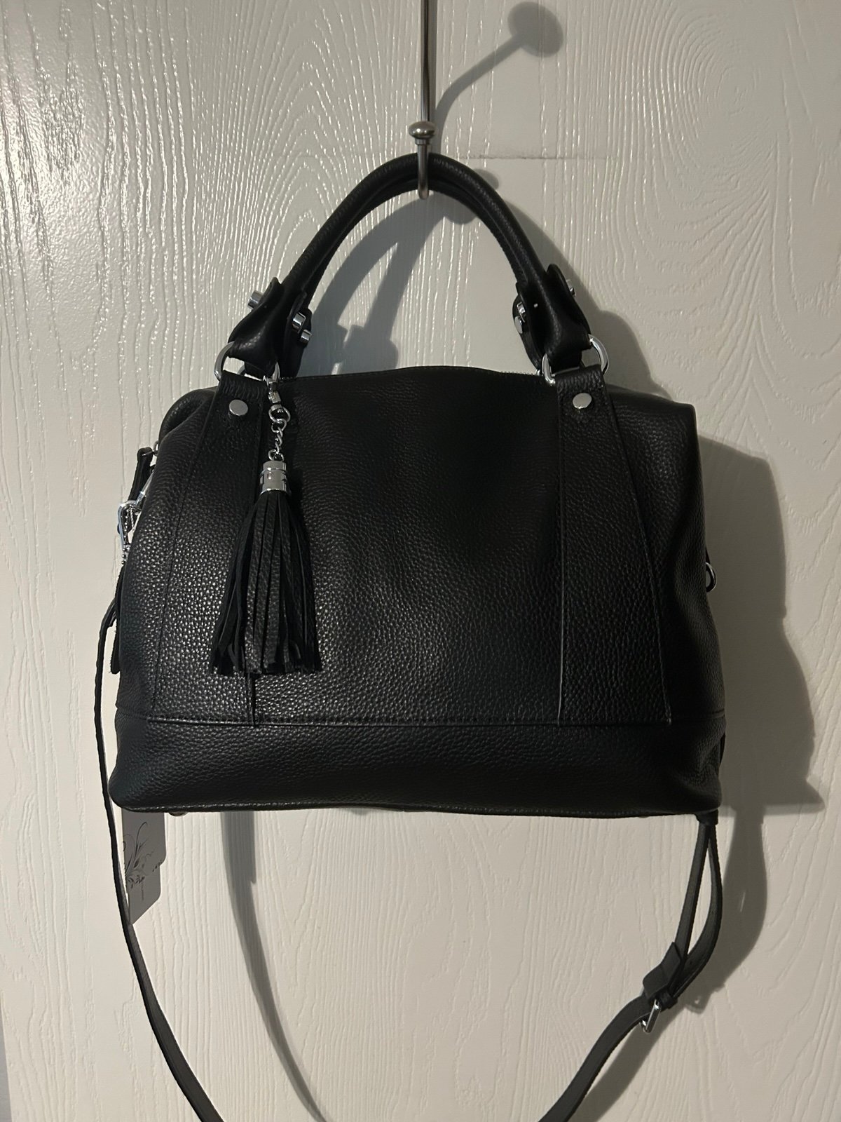 Leather satchel handbag