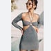 Tuckernuck Solid & Striped Tilly mini Dress cut out Midnight Blue Eggshell Sz M