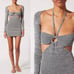 Tuckernuck Solid & Striped Tilly mini Dress cut out Midnight Blue Eggshell Sz M