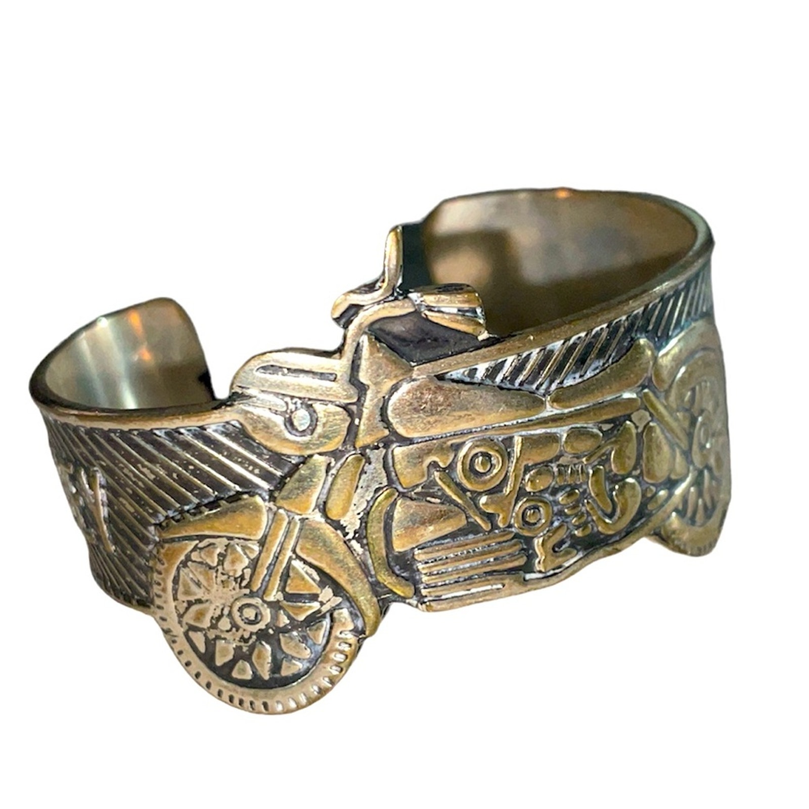 Silver Motorcycle Cuff Harley Davidson handcrafted