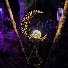 Moon Crackle Glass Ball Wind Chimes Christmas Wind Chime Solar Wind Chimes