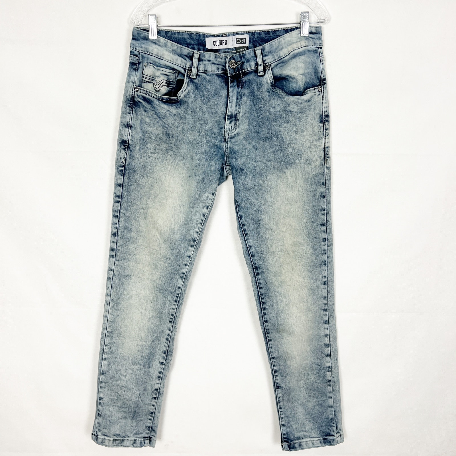 Cultura Men's Acid Wash Blue Jeans Size 32 Skinny