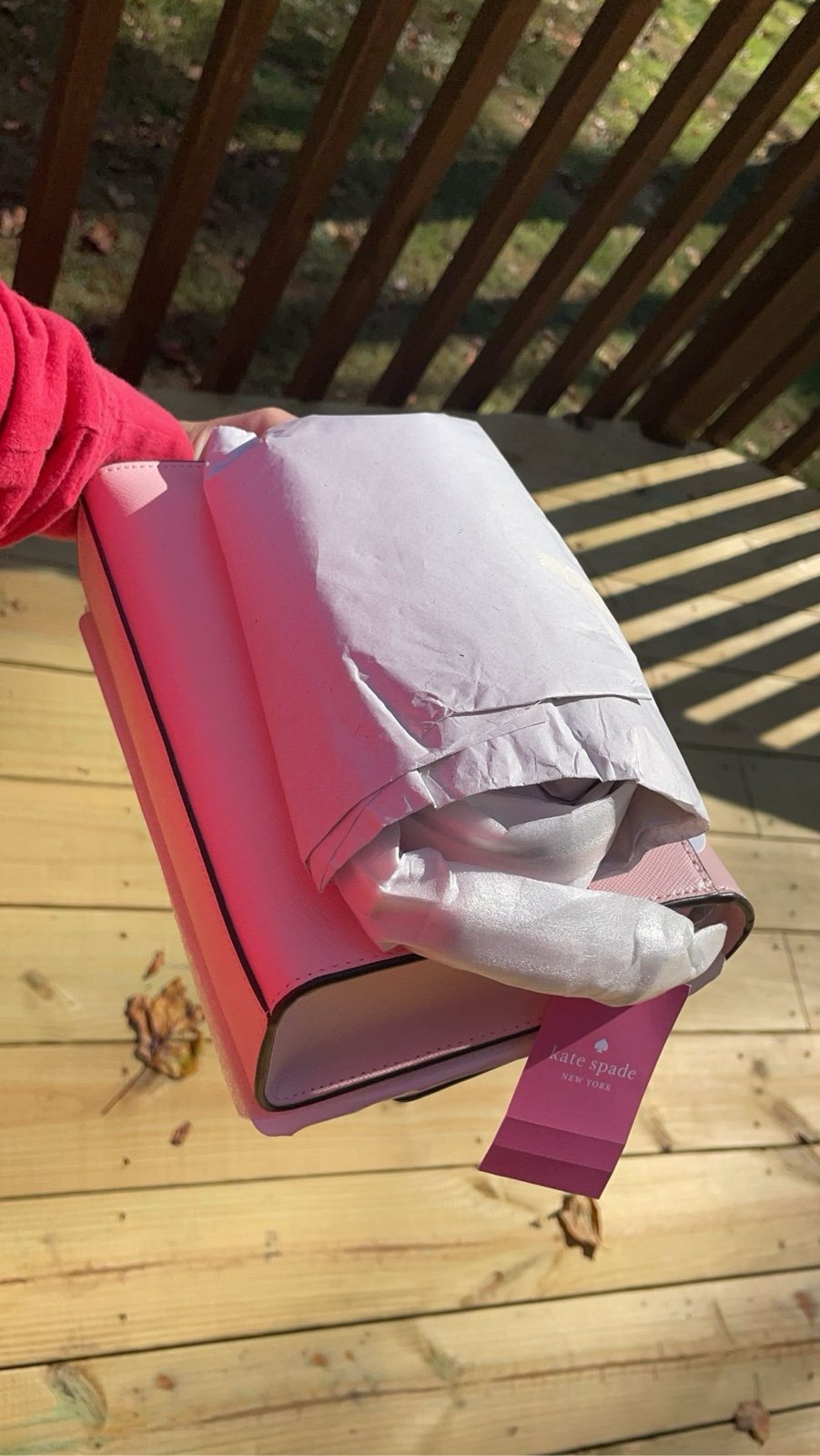 Kate Spade pink and white crossbody bag