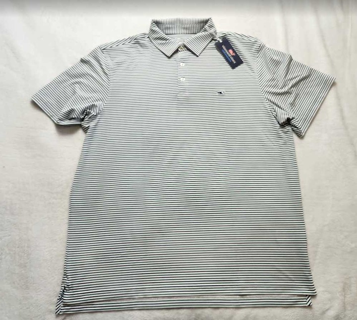 New men's XL Vineyard Vines Bradley stripe Sankaty performance polo shirt Green