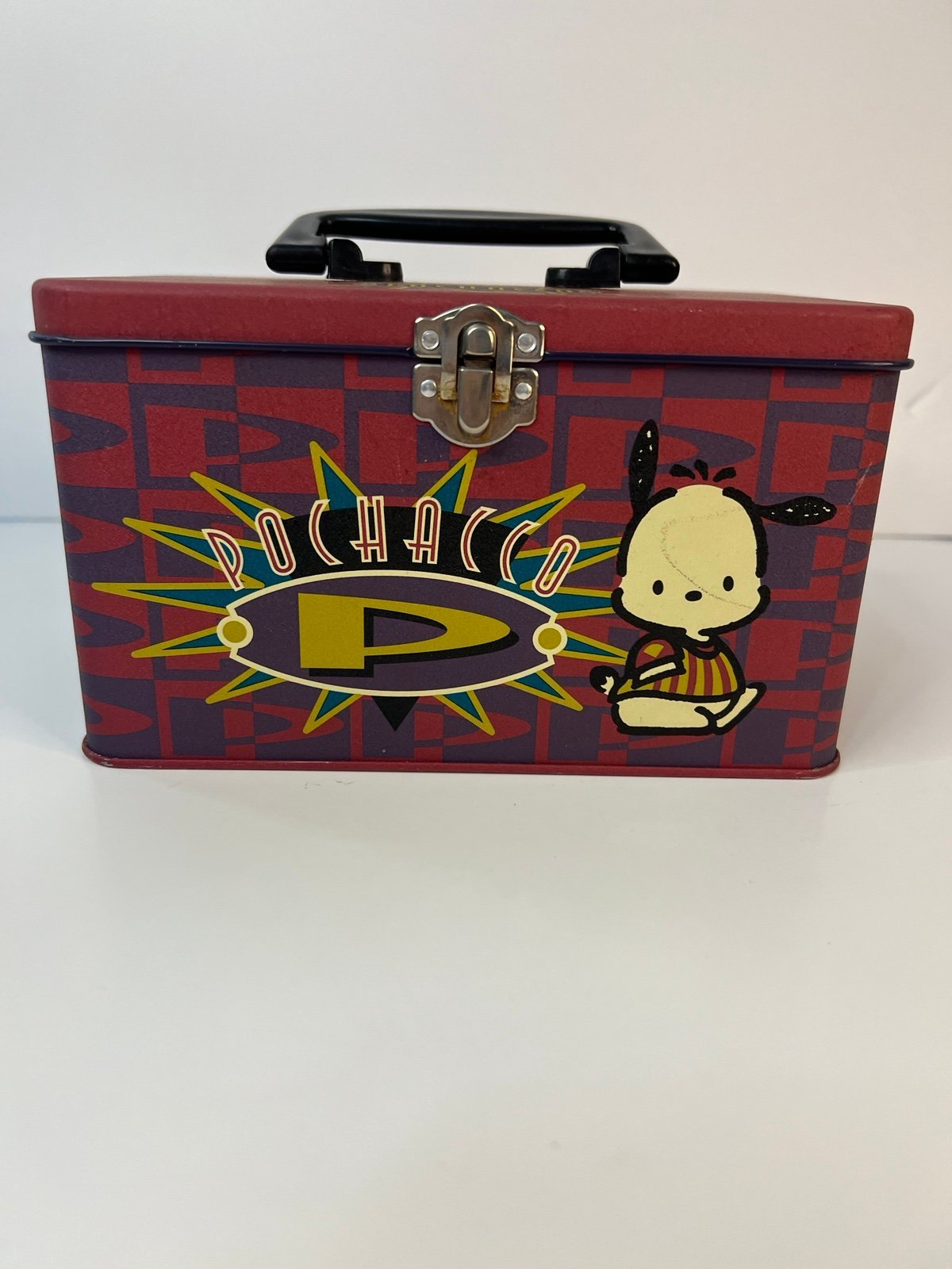 Vintage Sanrio Pochacco Germany 1996 Metal Tin Storage Lunch Box