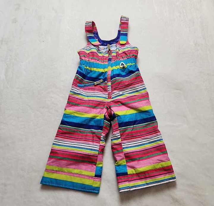 Toddler girls 2T Obermeyer snoverall ski snow bib I-Grow rainbow stripes