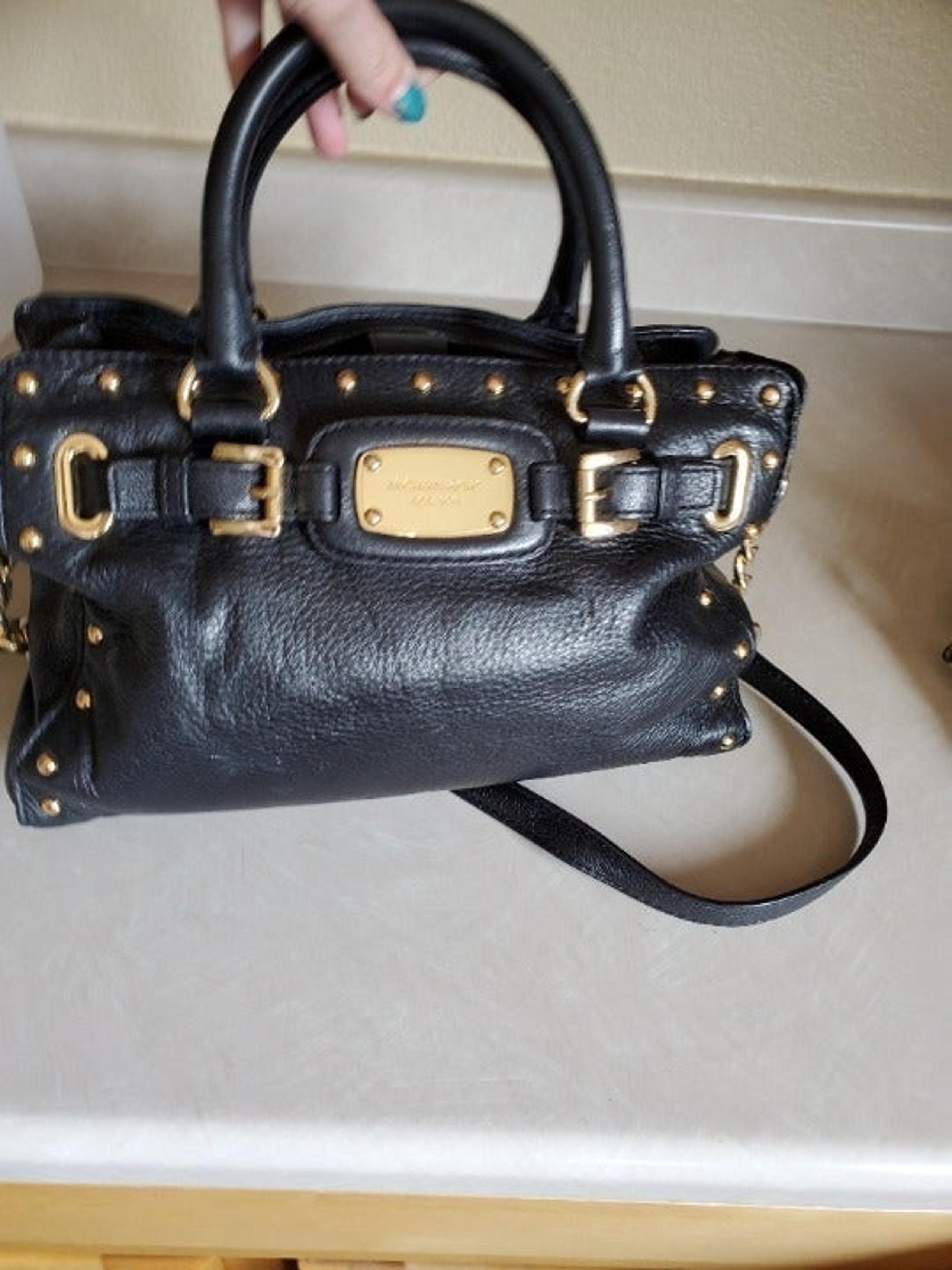 michael kors black leather handbag purse