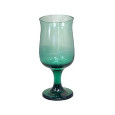 Libbey Set of 4 Vintage Green Tulip Stemware Wine Glasses With Gold Rim 6.5