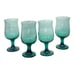 Libbey Set of 4 Vintage Green Tulip Stemware Wine Glasses With Gold Rim 6.5
