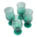 Libbey Set of 4 Vintage Green Tulip Stemware Wine Glasses With Gold Rim 6.5