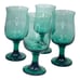 Libbey Set of 4 Vintage Green Tulip Stemware Wine Glasses With Gold Rim 6.5