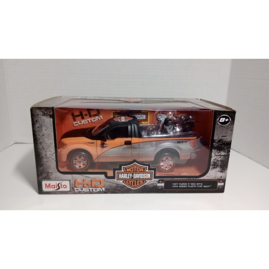 MAISTO HARLEY DAVIDSON FORD F150 STX PICKUP TRUCK WITH 2000 FAT BOY