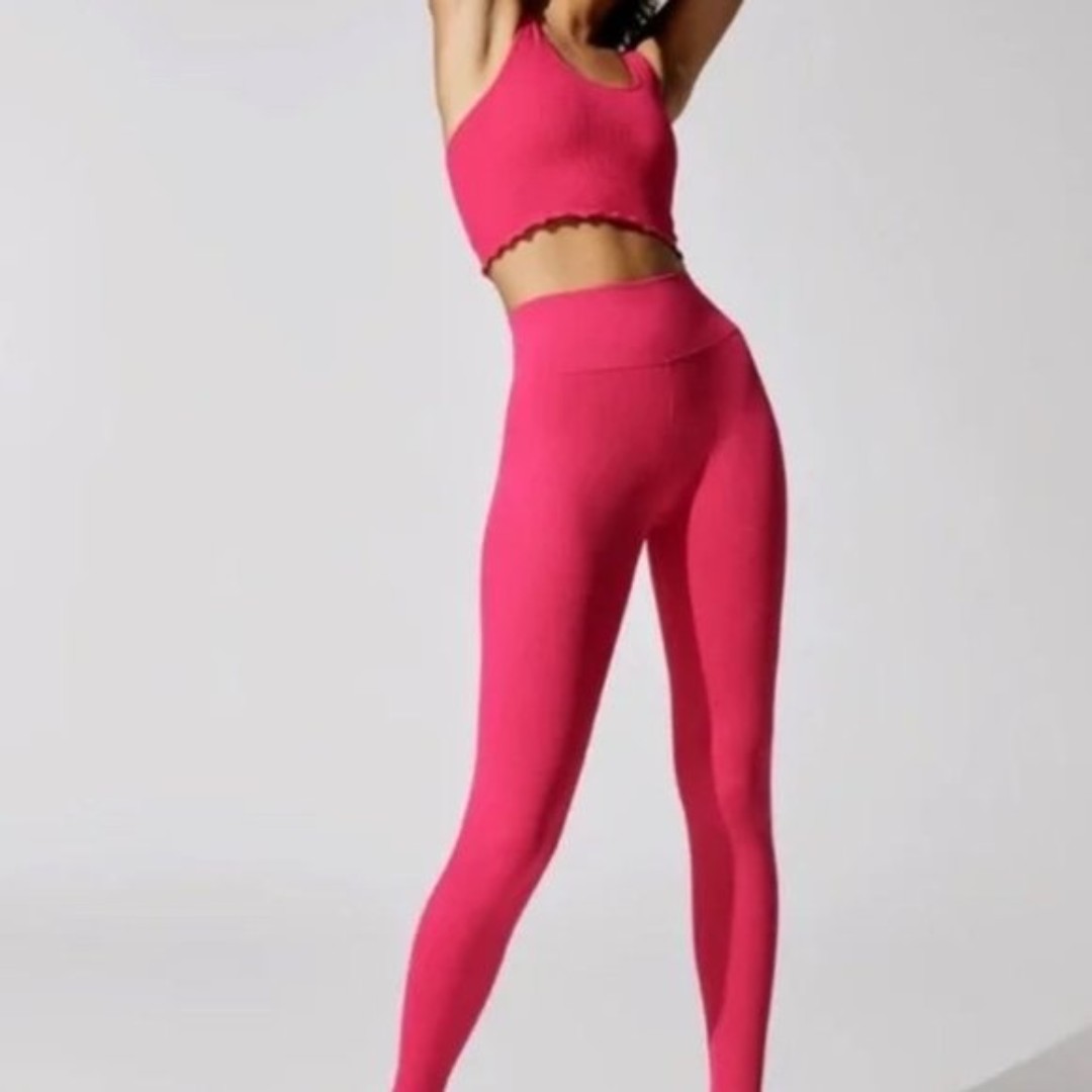 Spiritual Gangster Pink Workout Set Amor Tank Top Love Sculpt Leggings XS S
