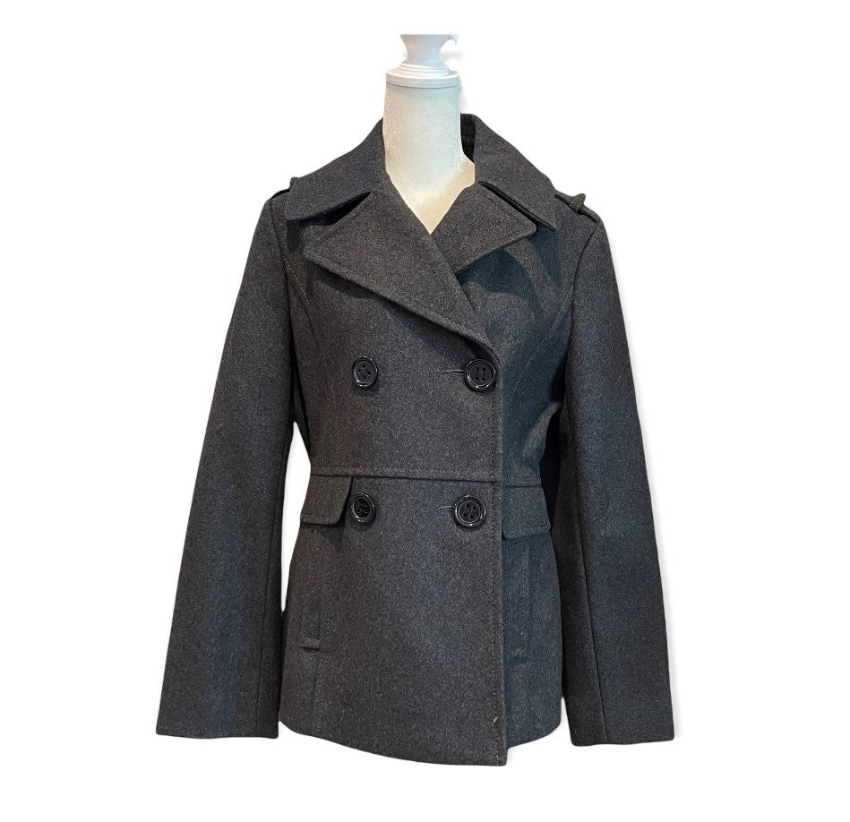 KENNETH COLE dark grey double breasted pea coat, size 8