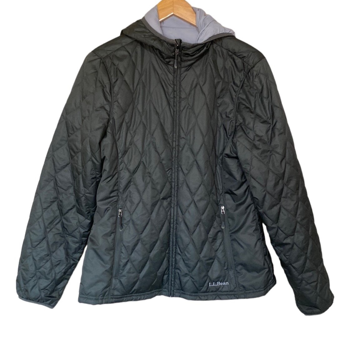 L.L. BEAN Lightweight Quilted Reversible Olive Gray Jacket M