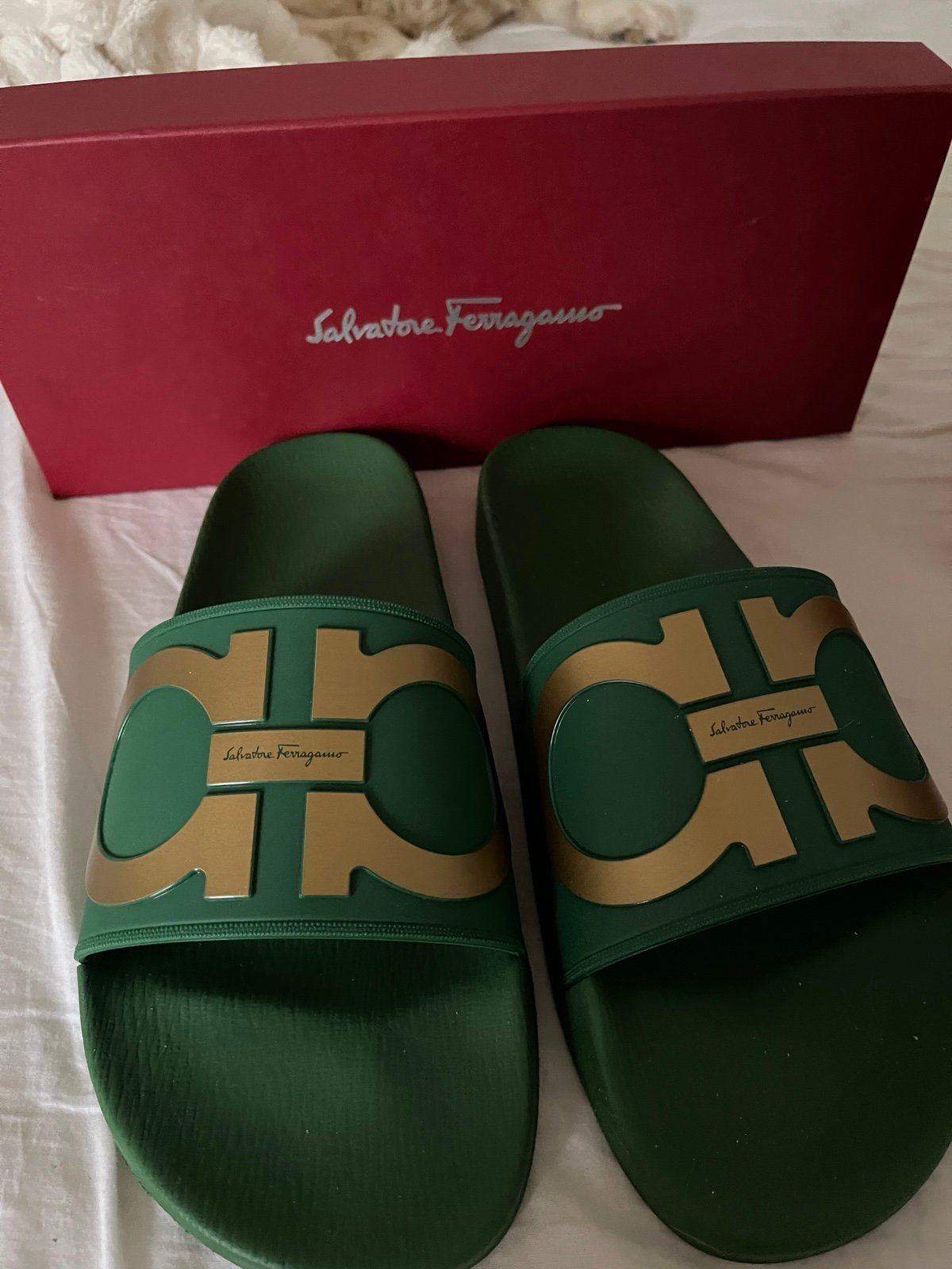 Salvatore Ferragamo Men’s Slides Green size 10