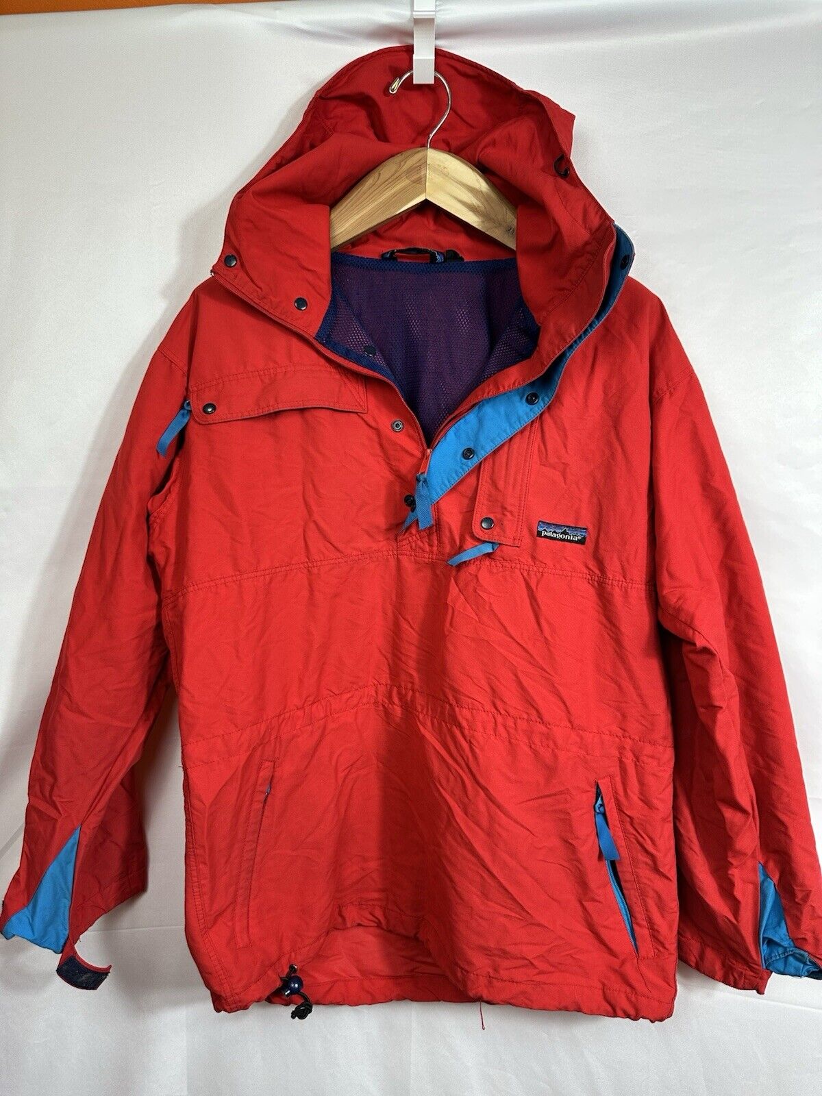 Patagonia Vintage Windbreaker Coat Jacket Small Red