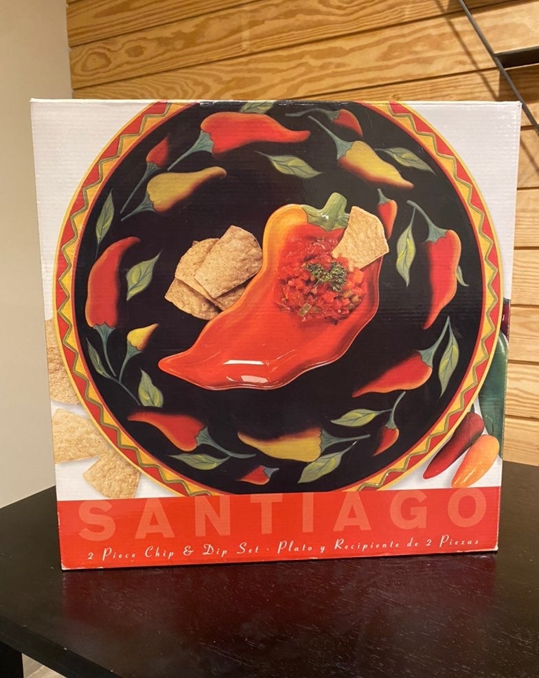 Santiago Chilli Pepper 2 Piece Chip And Dip Platter Set