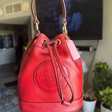 Coach Dempsey Bucket Bag 15 With Coach Patch And Heart Charm
