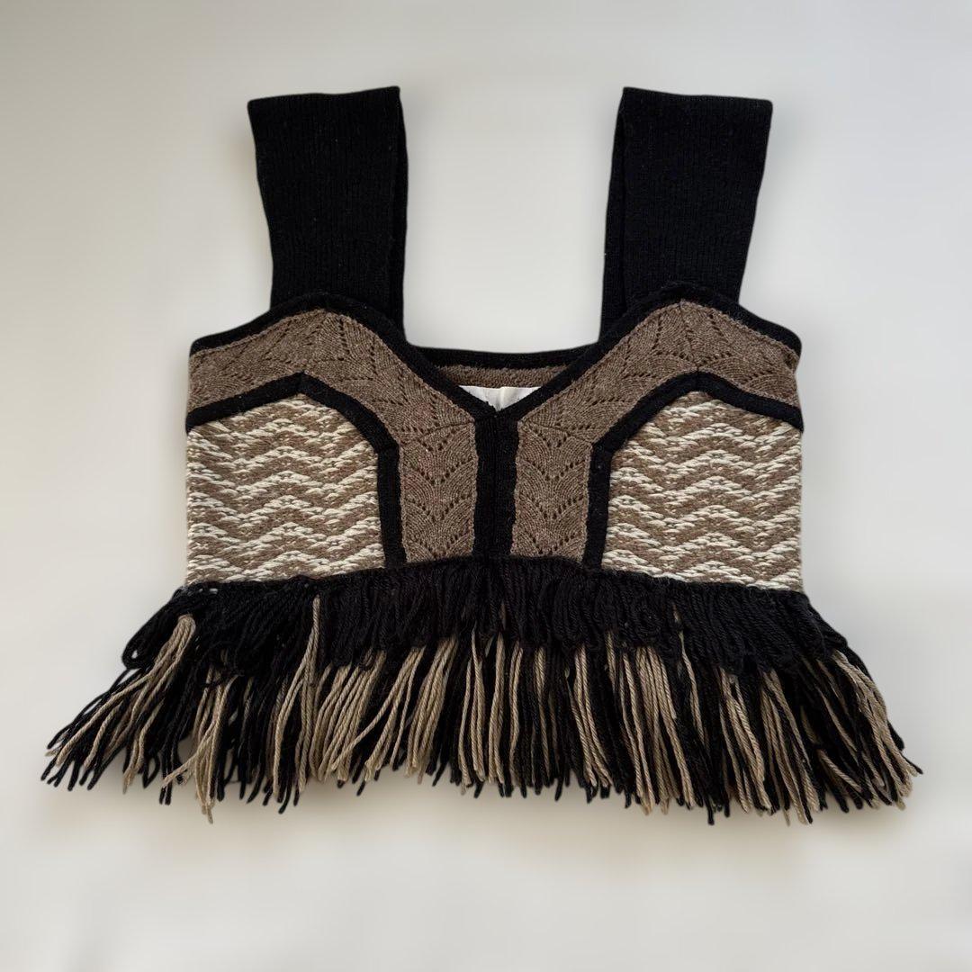 独特な 【送料無料】 TODAYFUL Bustier Knit Fringe Jacquard トップス