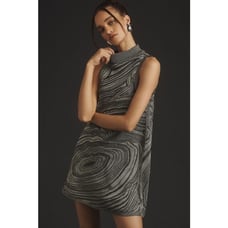 By ANTHROPOLOGIE Metallic Sleeveless Mock-Neck Sweater Mini Dress XL Petite