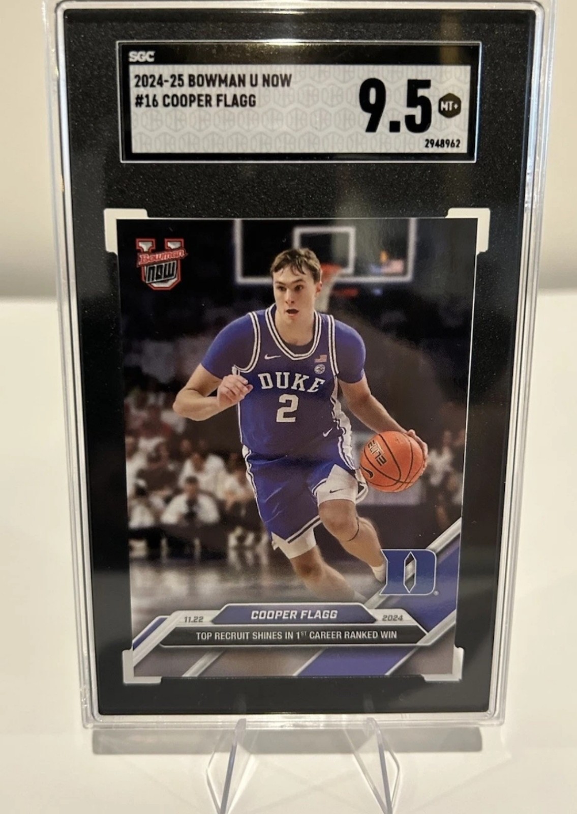 2024 Topps Bowman U Now #16 Cooper Flagg Duke RC ROOKIE SGC 9.5