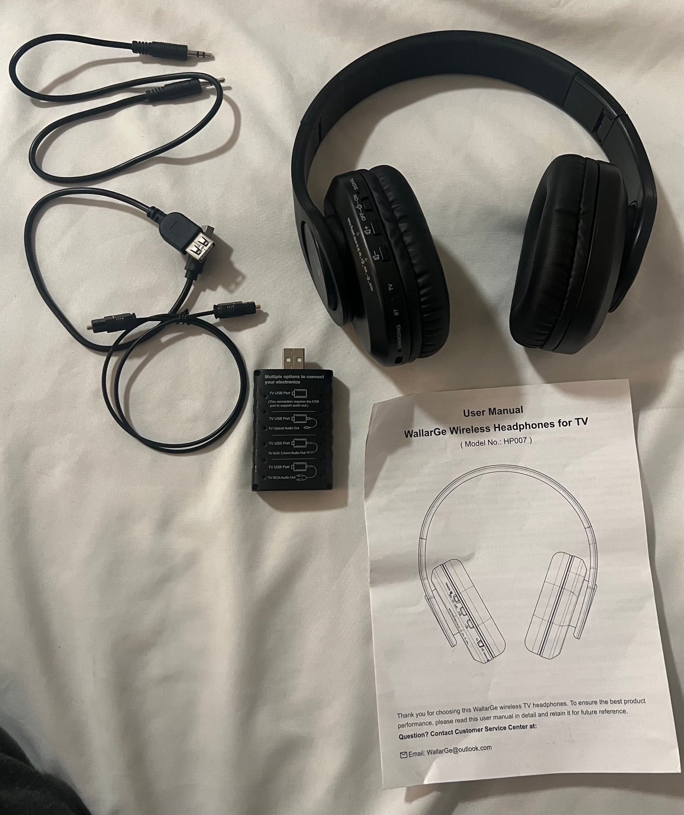 WallarGe Wireless Headphones for TV Watching, Easy Setup and Comfortable