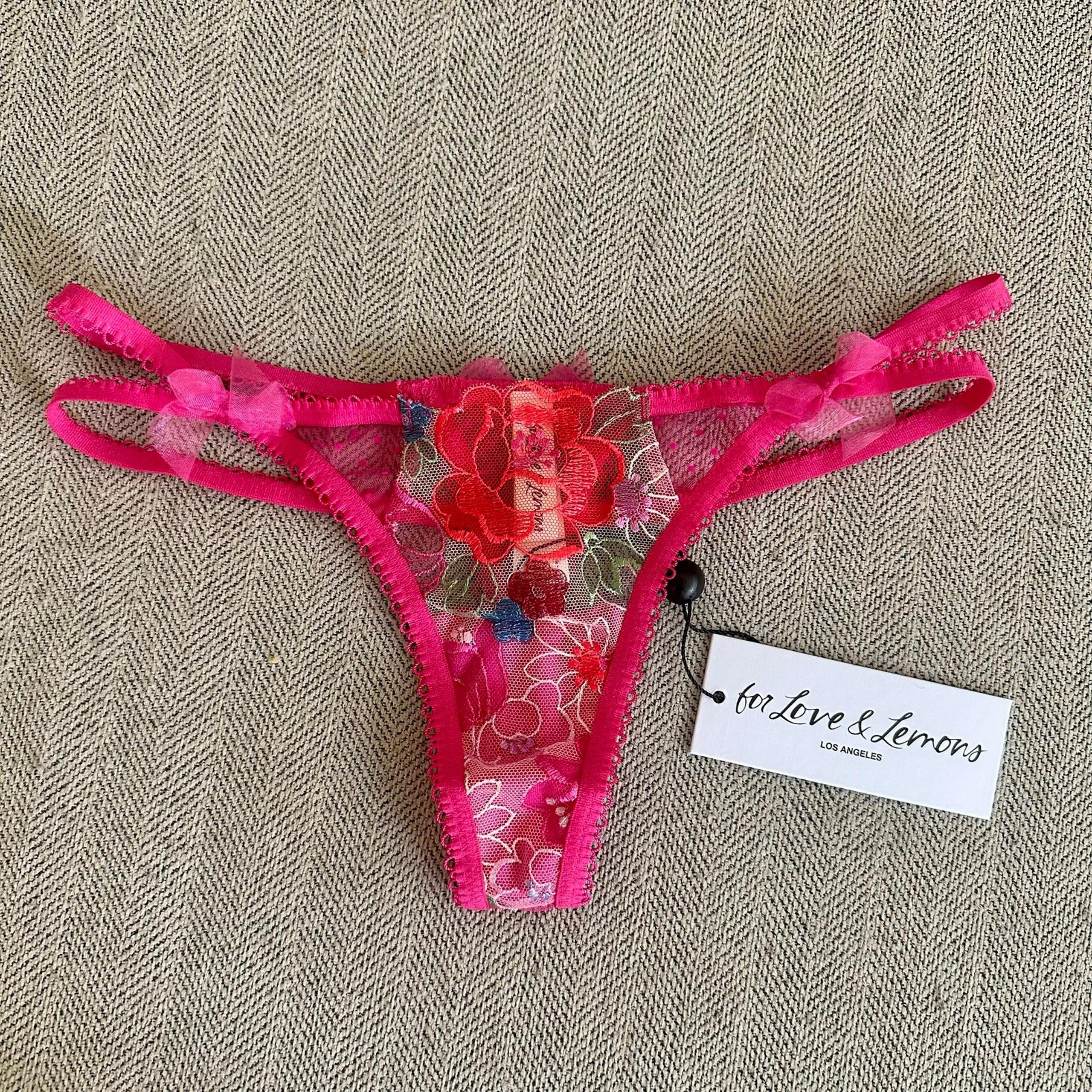 NWT Luella Thong Panty Size XS Pink Rose Floral - For Love & Lemons