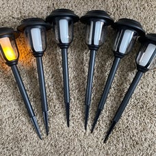 Dual Use Solar Flame Lights Outdoor 6 Pack, Solar Flickering Flame Pathway Light