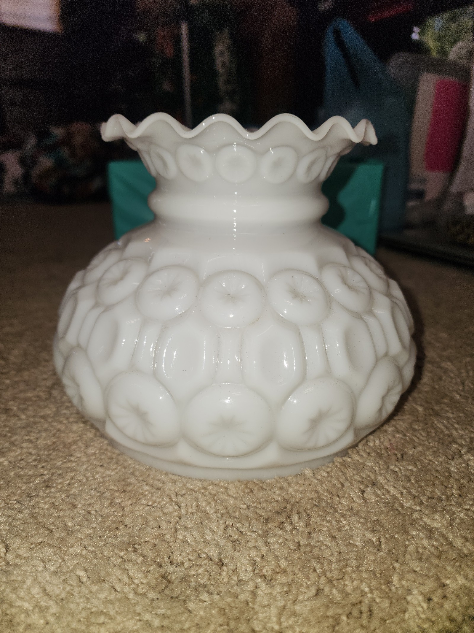 Vintage LE Smith White milk glass moon and stars lamp shade fitter