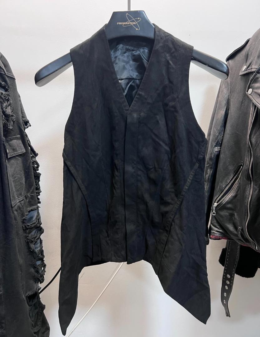 Rick Owens V-neck Suede Vest Coat