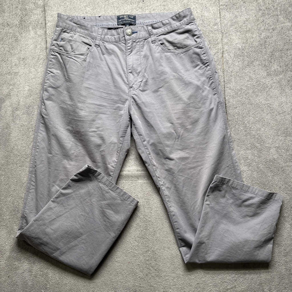 Halsey LLC, 1944 Men's Chino Pants 33x28 Gray Stretch Casual Straight Leg