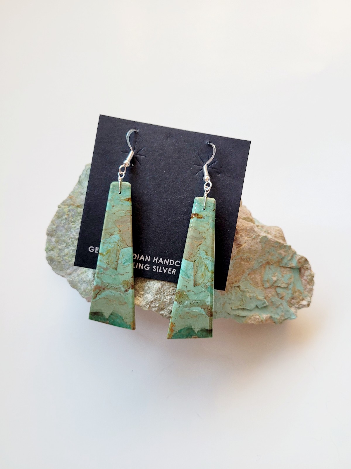 Turquoise Statement Slab Earrings Native American Handmade