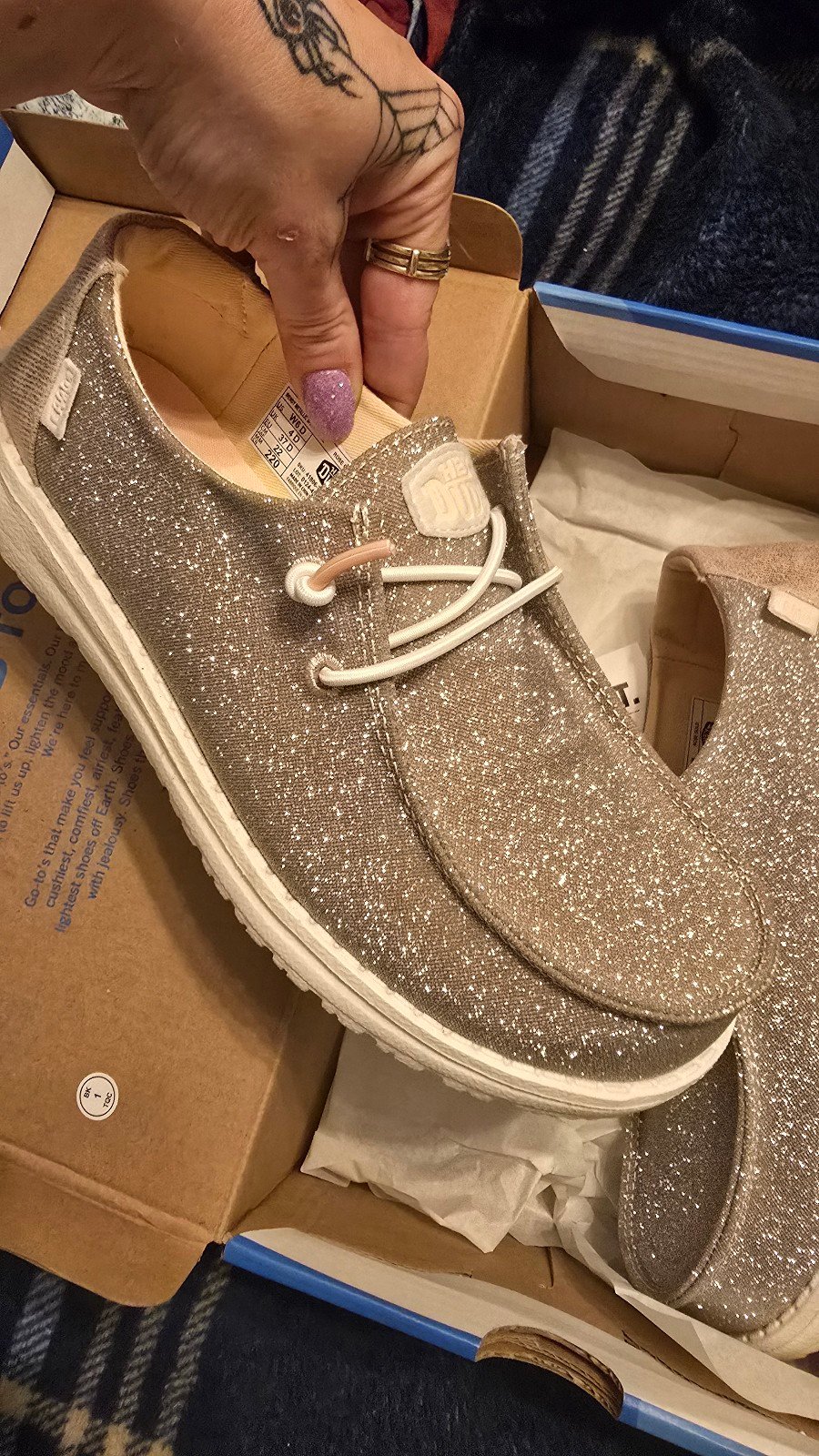 Women's Hey Dude Wendy Metallic Sparkle, Womens SZ 6 Color Rose Gold
