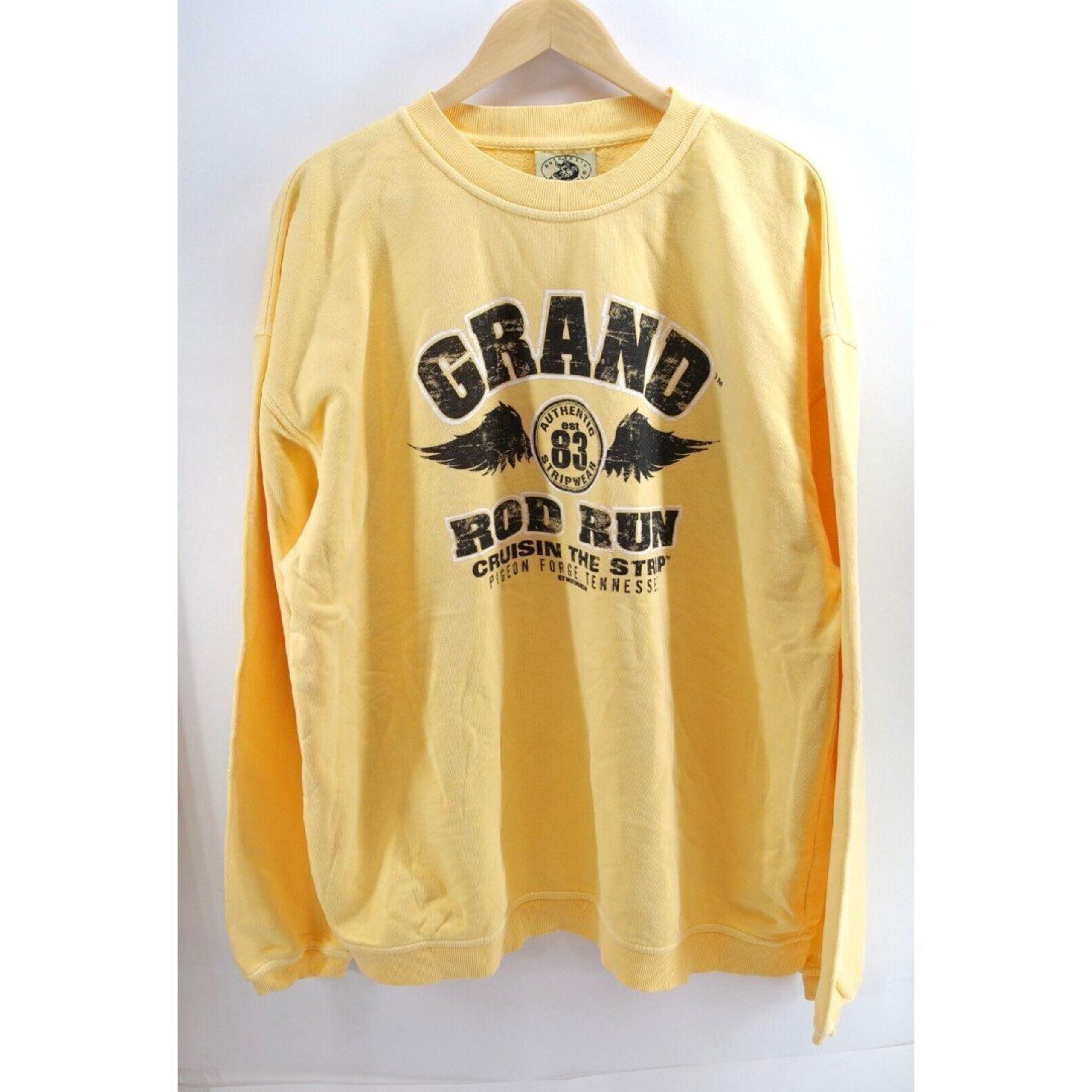 VTG Authentic Pigment Brand Yellow Sweatshirt Mens XL Blue Pullover Crew